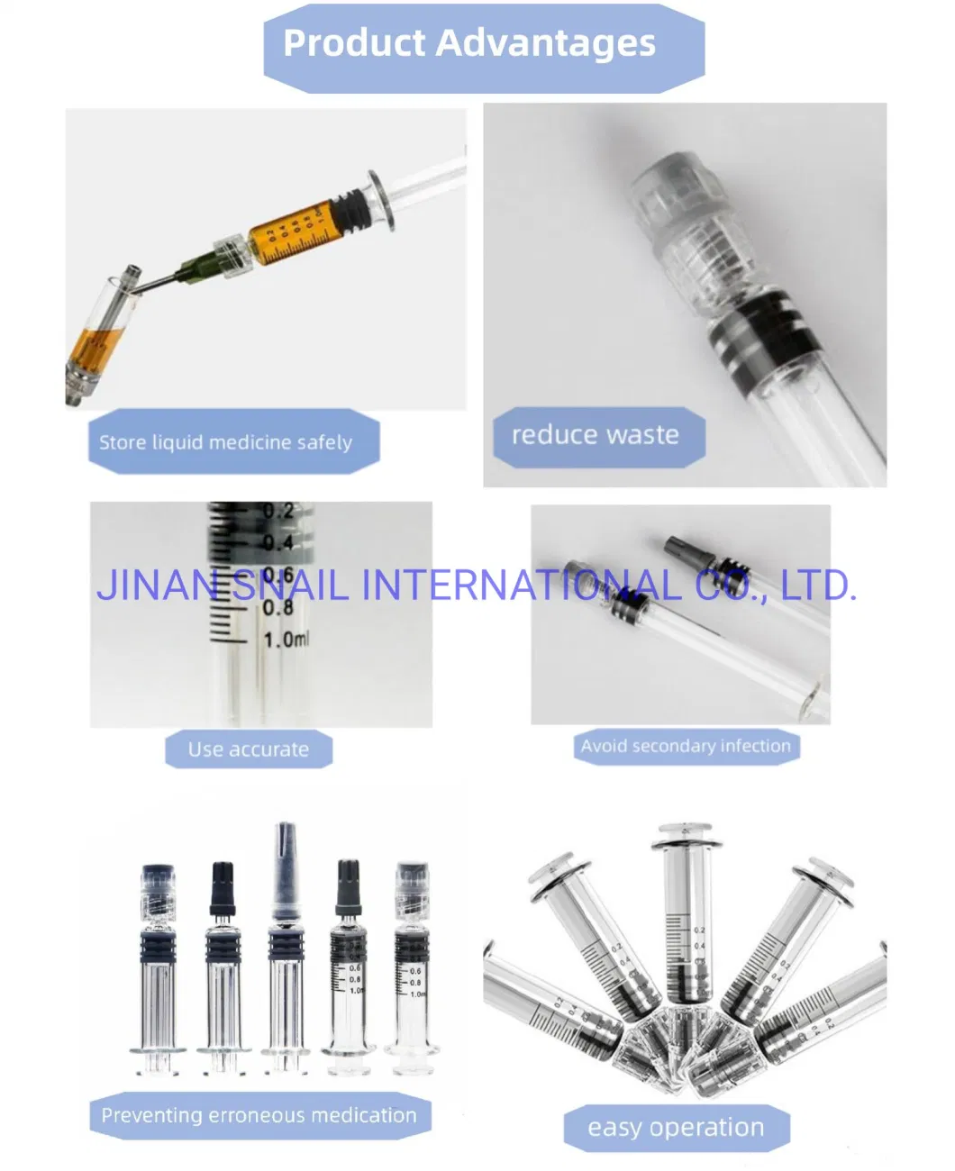 1ml 2.25ml3ml 5ml Lure Lock Prefilled Glass Syringes for Cosmetic Oil